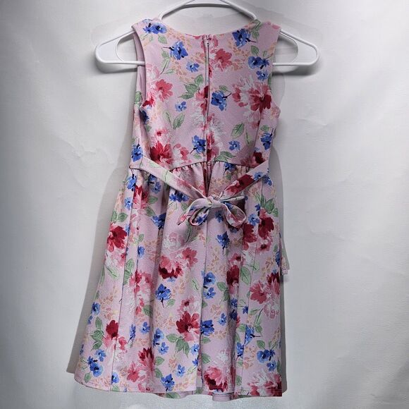 Girls Wonder Nation Pink Floral Dress Size 7 Sleeveless Belted Spring Style - Picture 5 of 12